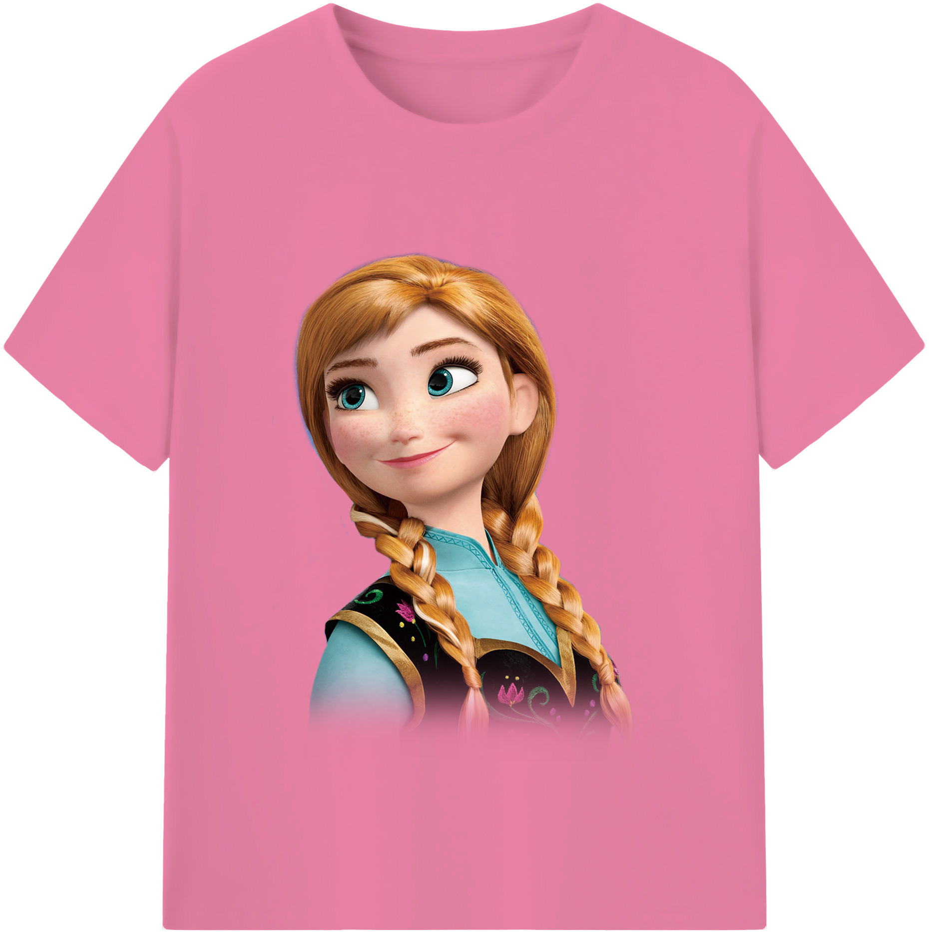 （画像用） アナと雪の女王 アンナ エルサ Frozen Anna Elsa 綿100％半袖Tシャツ（フロントプリント）
